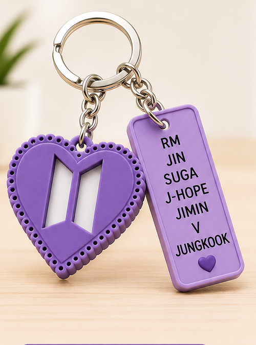 💜 LLAVERO CORAZÓN ARMY — 7 NOMBRES